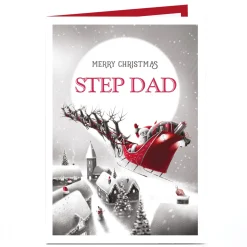 Personalised Christmas Card - Santa's Sleigh Step Dad