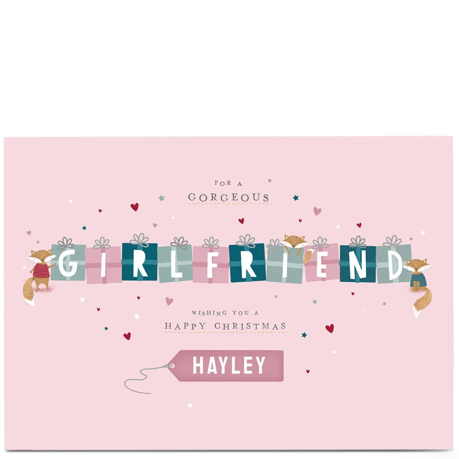 Personalised Christmas Card - Girlfriend Foxes
