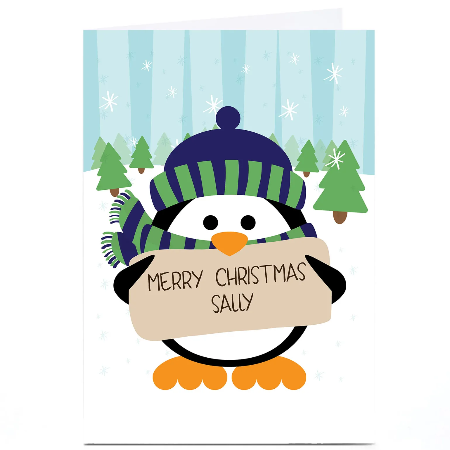 Personalised Christmas Card - Penguin Message