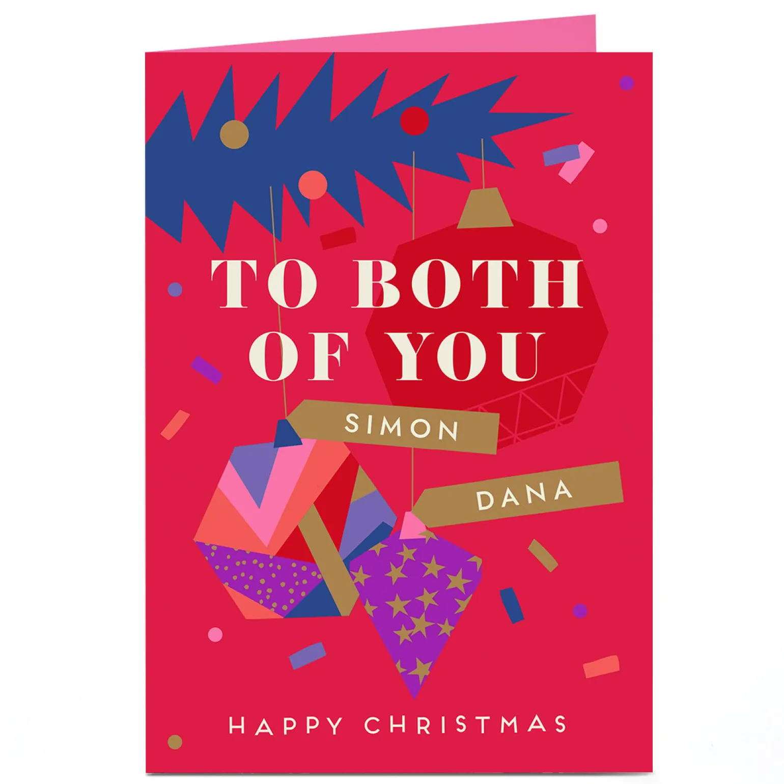 Personalised Christmas Card - Geometric Baubles