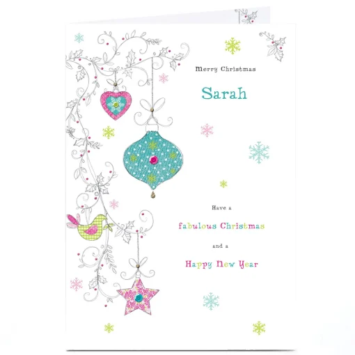 Personalised Christmas Card - Bauble Print