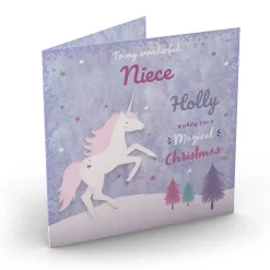 Personalised Christmas Card - Magical Unicorn, Niece