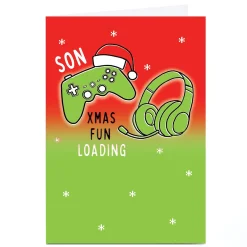 Personalised Christmas Card - Gamer Xmas Fun Loading, Son