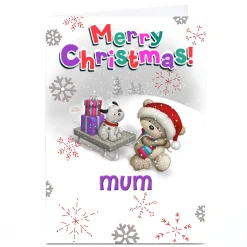 Personalised Christmas Card - Hugs Bear With Dog