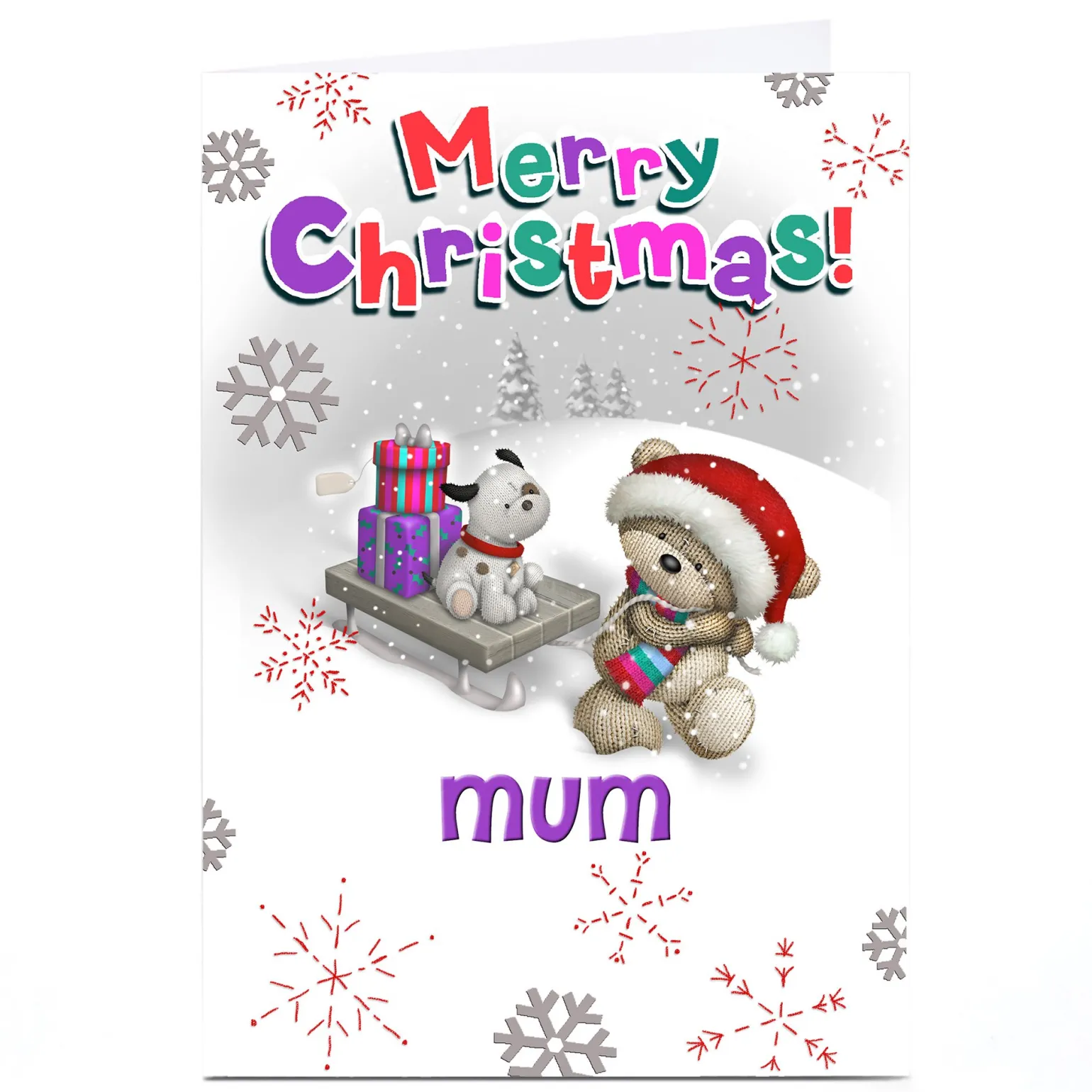 Personalised Christmas Card - Hugs Bear With Dog