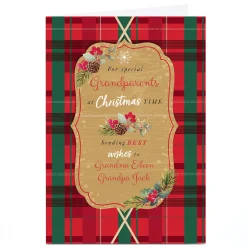 Personalised Christmas Card - Tartan Best Wishes