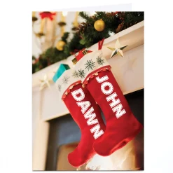 Personalised Christmas Card - Hanging Stockings