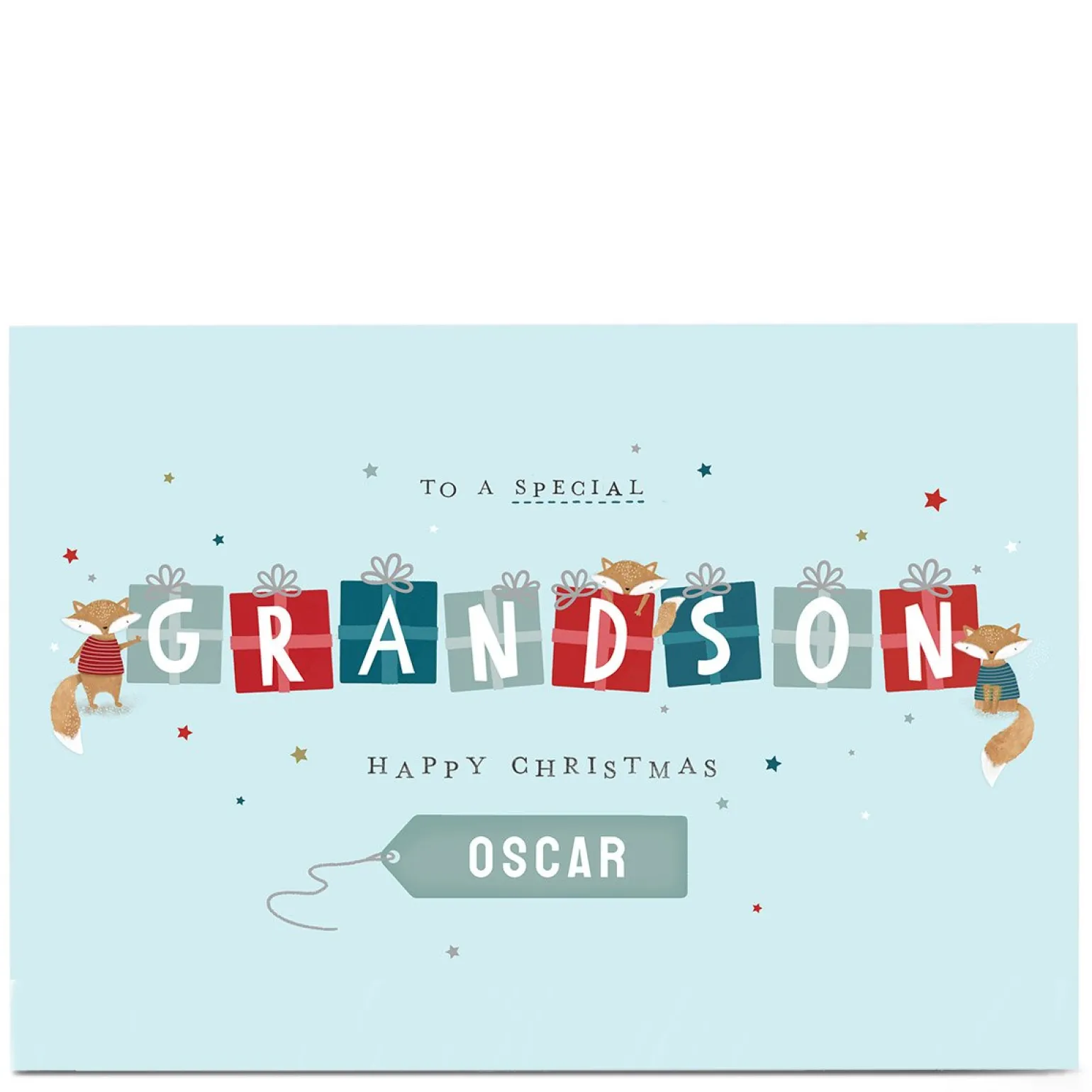 Personalised Christmas Card - Special Grandson Foxes