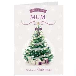Personalised Christmas Card - Purple Christmas Tree