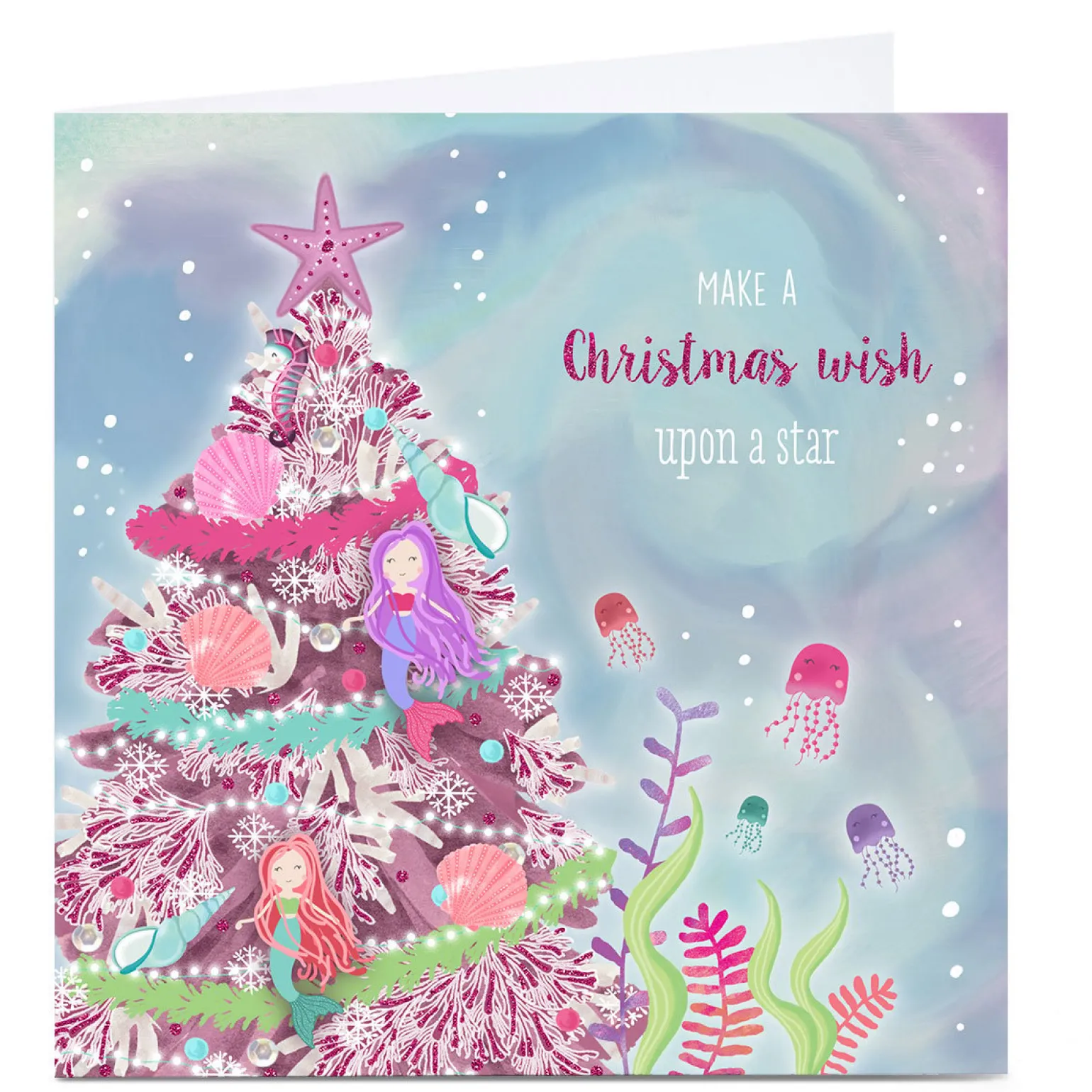 Personalised Christmas Card - Mermaid Wish Upon a Star