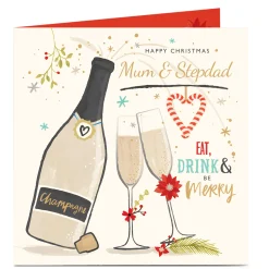 Personalised Christmas Card - Be Merry! Mum and Step Dad