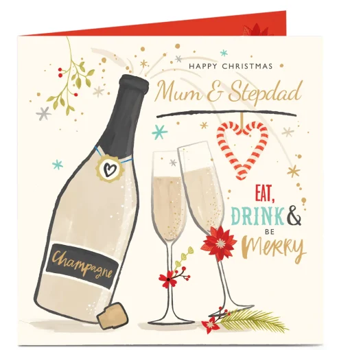 Personalised Christmas Card - Be Merry! Mum and Step Dad