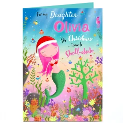 Personalised Christmas Card - Christmas Mermaid, Daughter