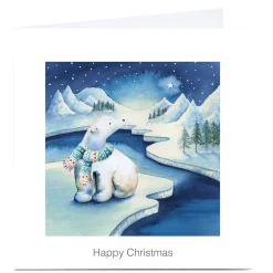 Personalised Christmas Card - Polar Bear Starry Night