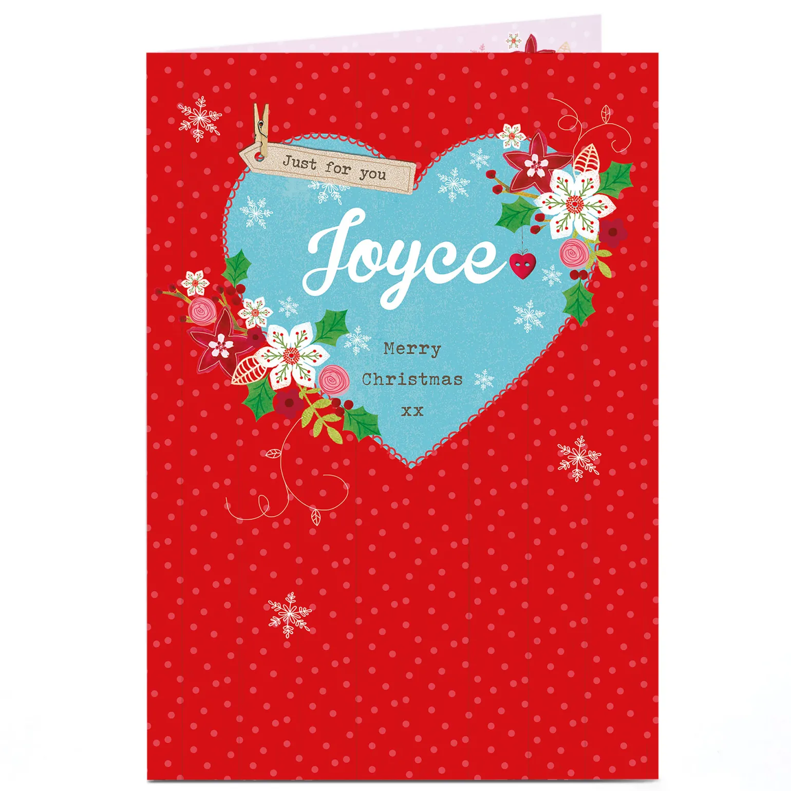 Personalised Christmas Card - Just For You Red & Blue