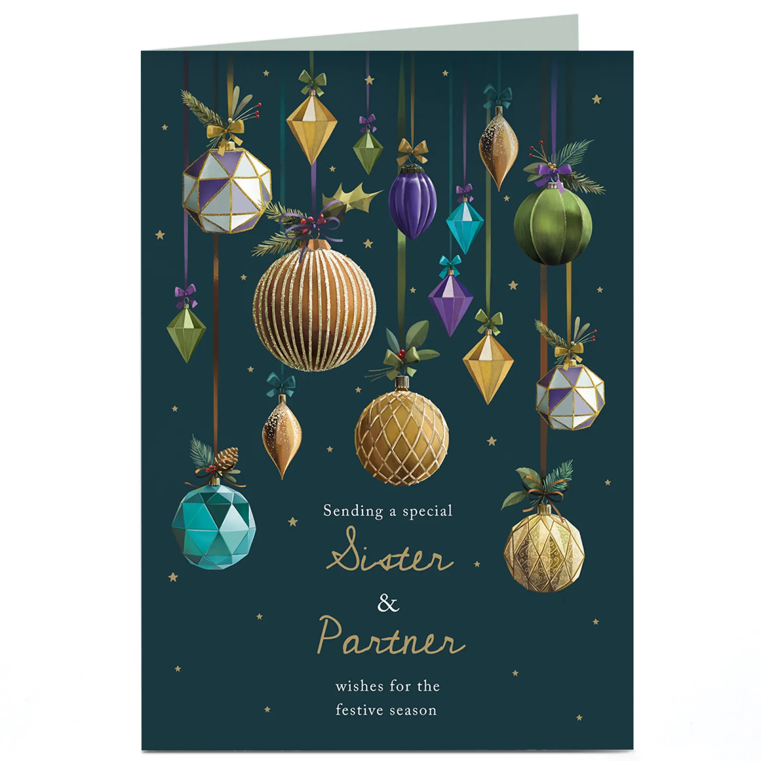 Personalised Christmas Card - Contemporary Baubles