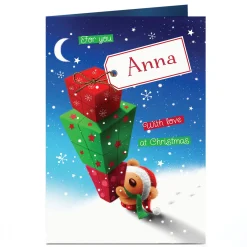 Personalised Christmas Card - Bear With Presents