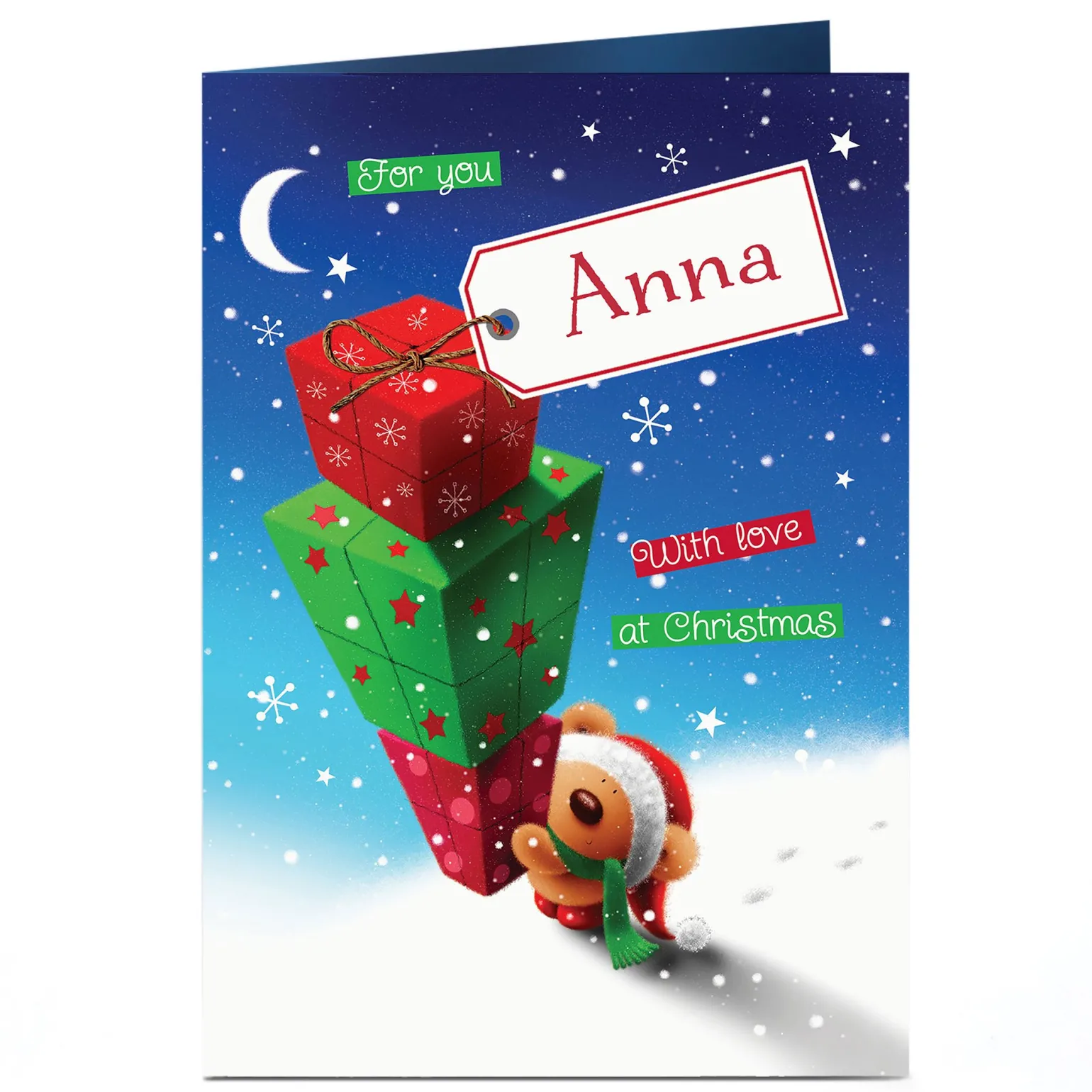 Personalised Christmas Card - Bear With Presents