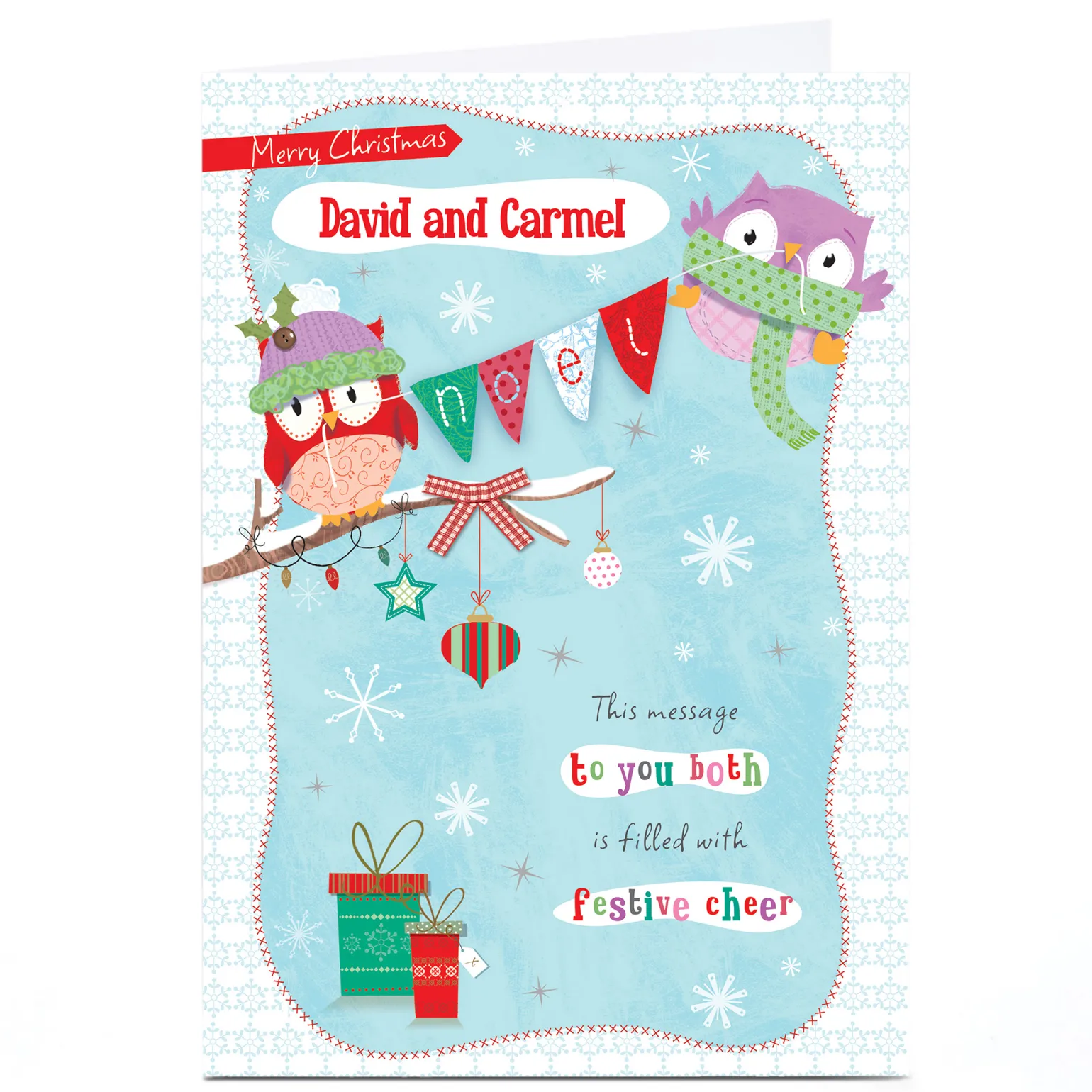 Personalised Christmas Card - Owls, To You Both