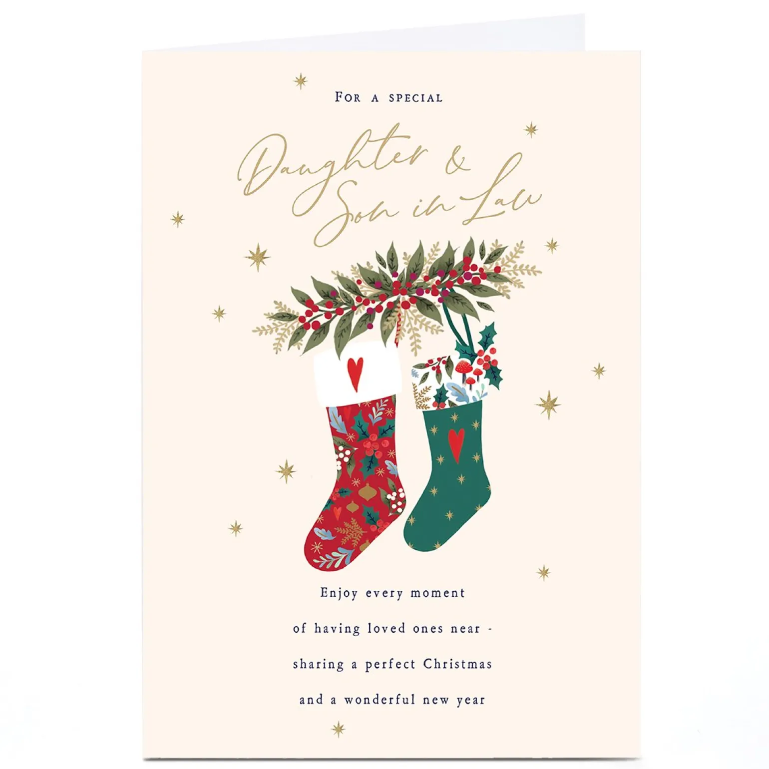 Personalised Christmas Card - Stockings, Daughter & Son-in-Law