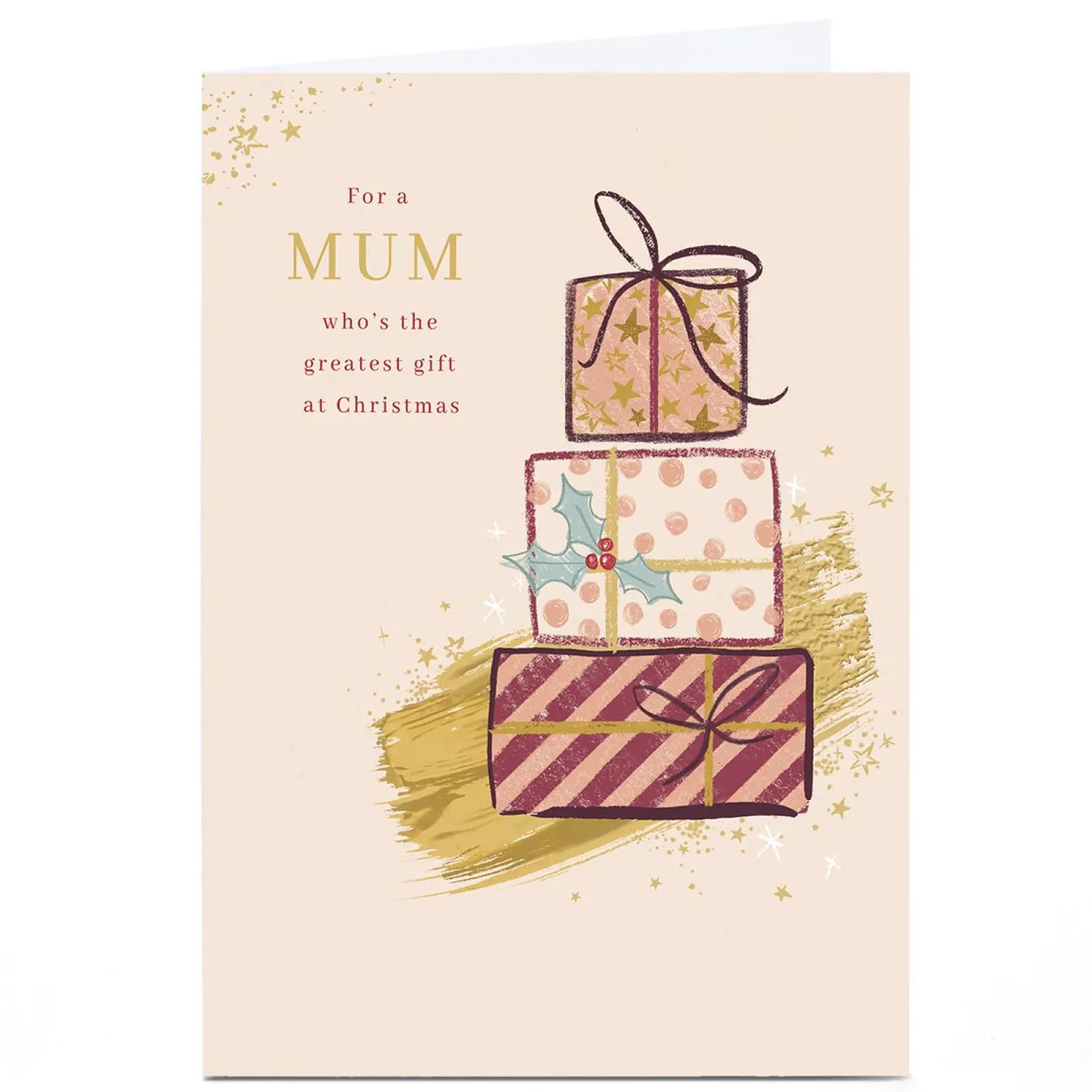 Personalised Christmas Card - Modern Pile of Presents, Mum