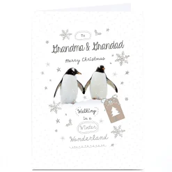Personalised Christmas Card - Penguins - Grandma and Grandad