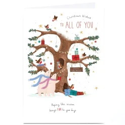 Personalised Christmas Card - Polar Bears and Robins, To All of You