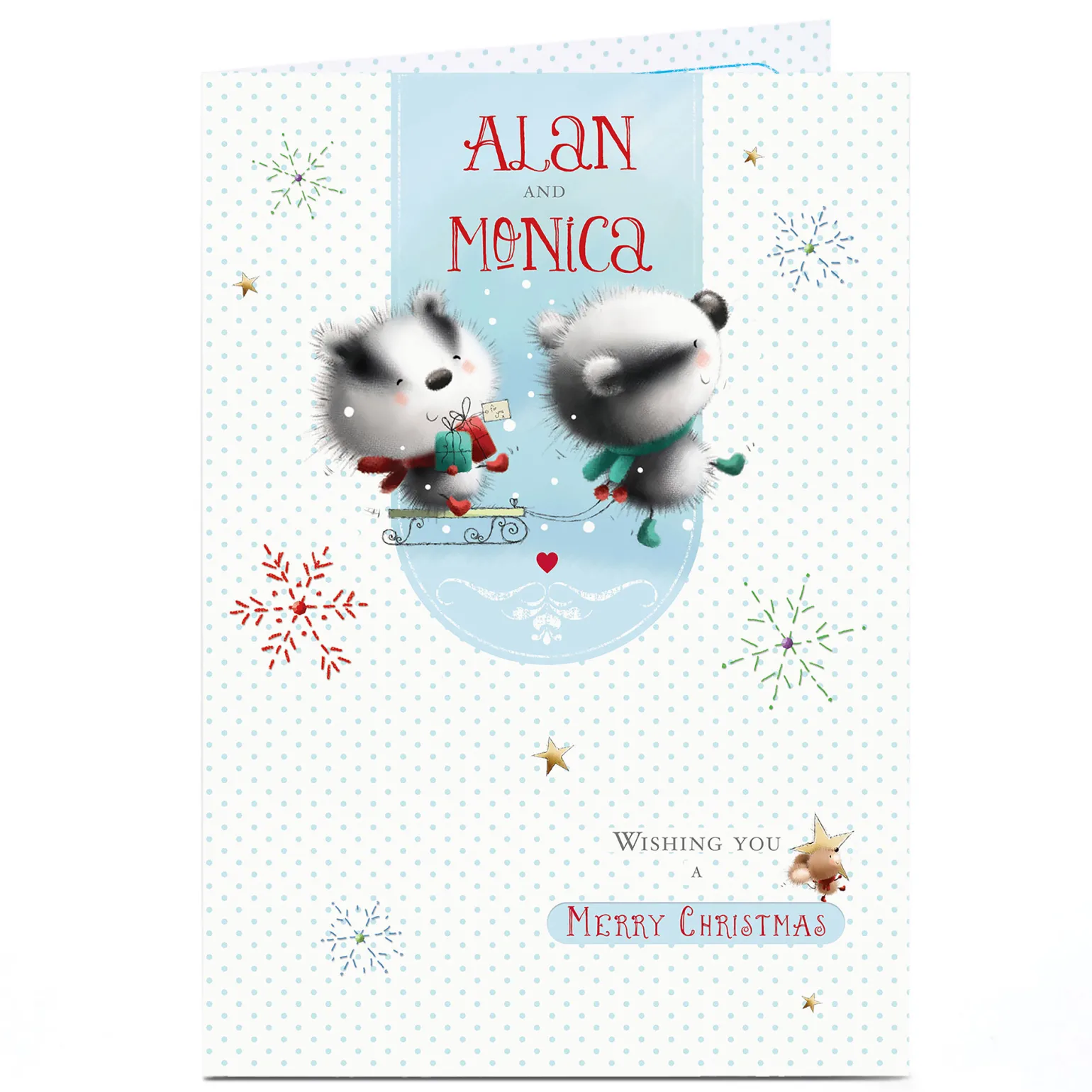 Personalised Christmas Card - Festive Badgers