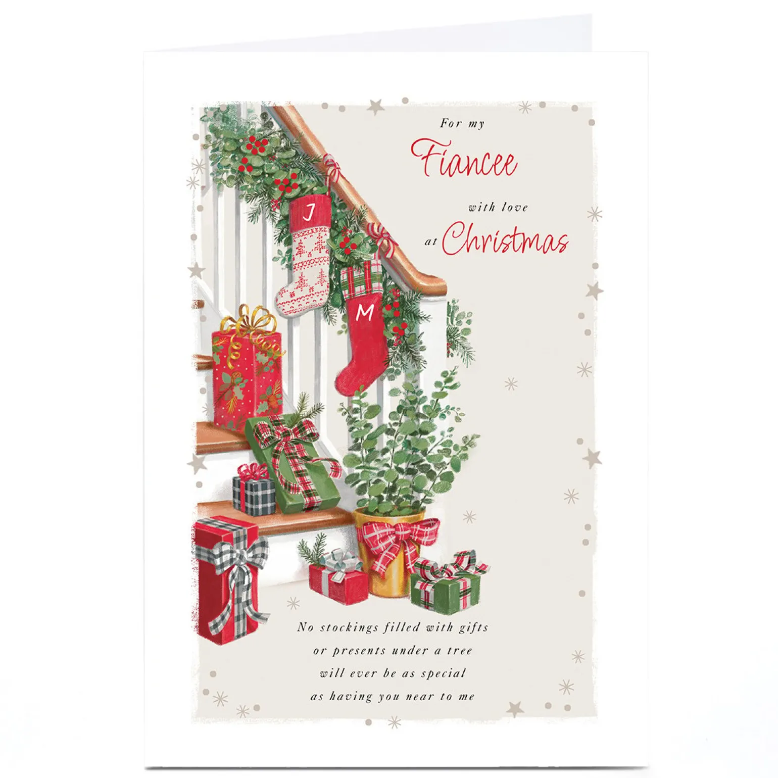 Personalised Christmas Card - Staircase, Fiancee