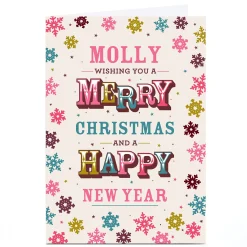 Personalised Christmas Card - Multicoloured Snowflakes
