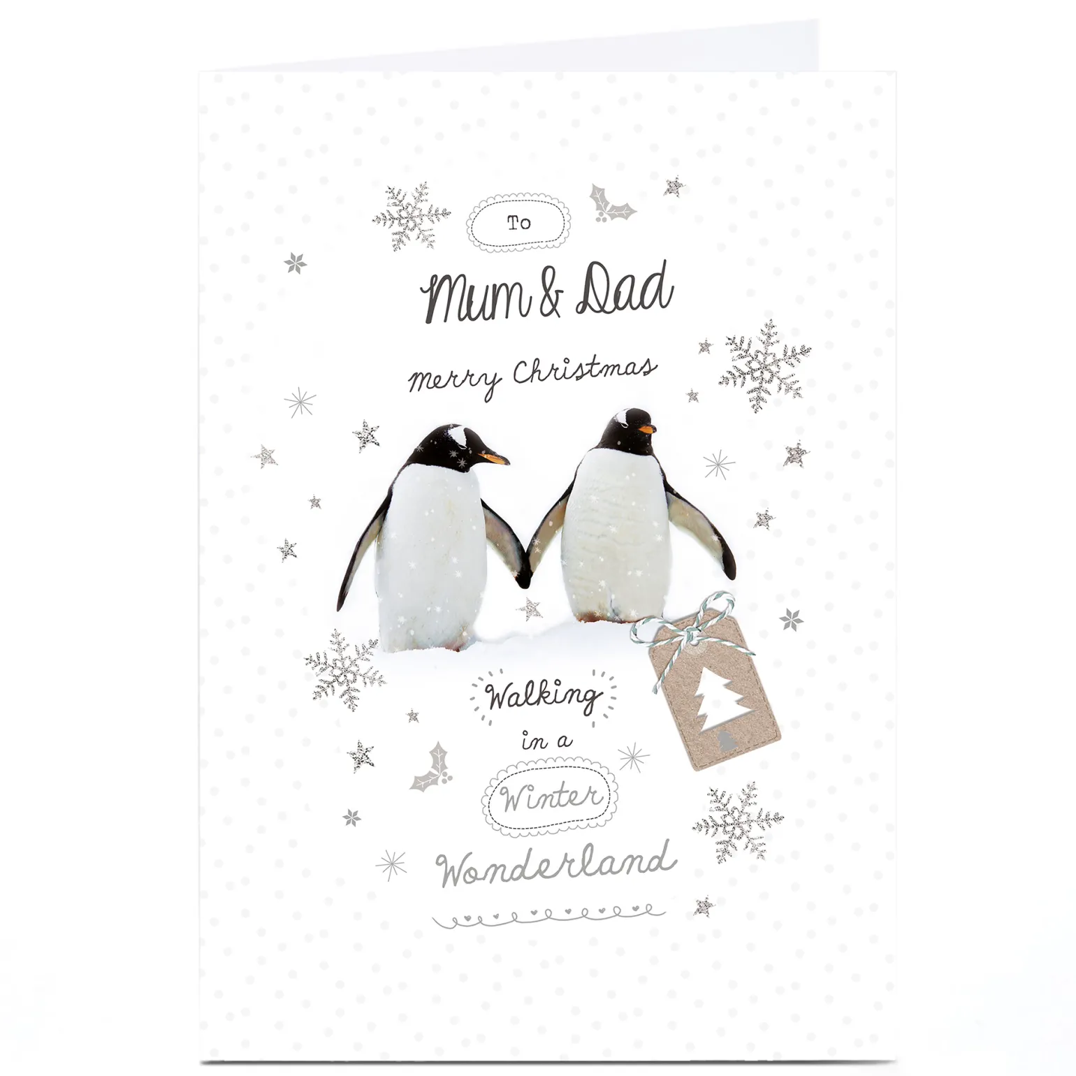 Personalised Christmas Card - Penguins - Mum and Dad