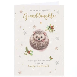 Personalised Christmas Card - Hedgehog Curled Up, Granddaughter
