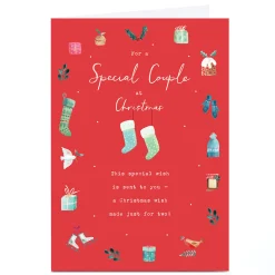 Personalised Christmas Card - Stockings and Christmas Icons, Special Couple