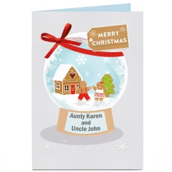 Personalised Christmas Card - Gingerbread Snow Globe