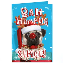 Personalised Christmas Card - Bah HumPUG