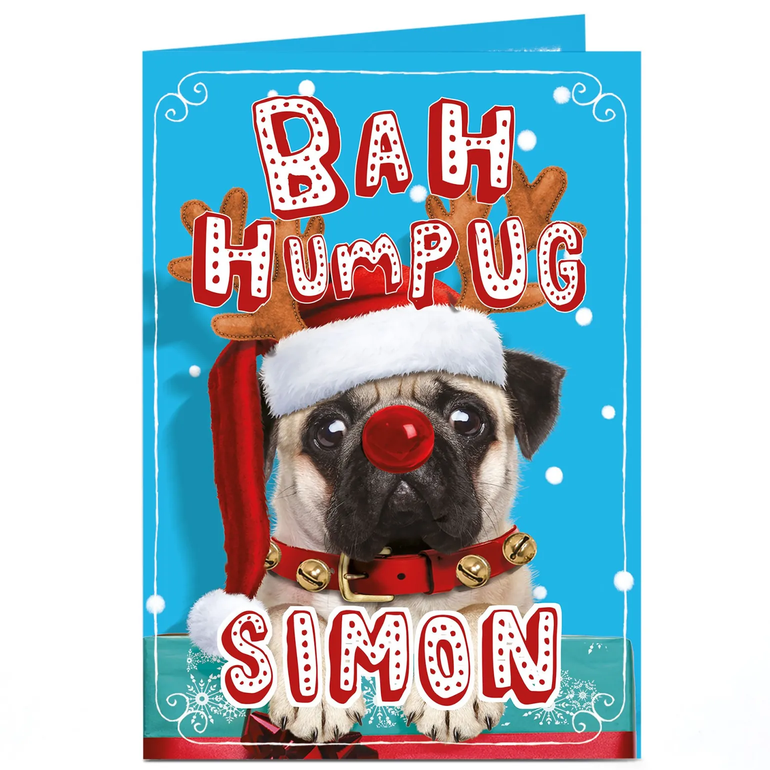 Personalised Christmas Card - Bah HumPUG