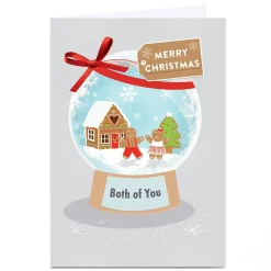 Personalised Christmas Card - Merry Christmas Both Of You Snowglobe