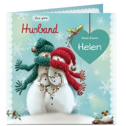 Personalised Christmas Card - Husband Snow Couple