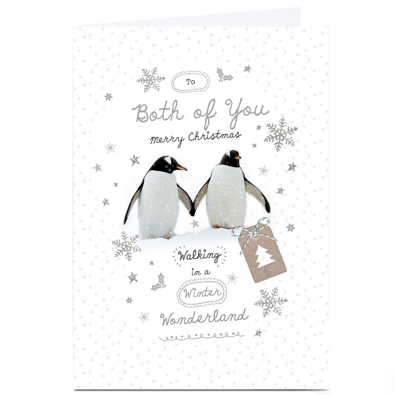 Personalised Christmas Card - Penguins Walking In A Winter Wonderland