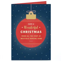 Personalised Christmas Card - Wonderful Christmas Red Bauble