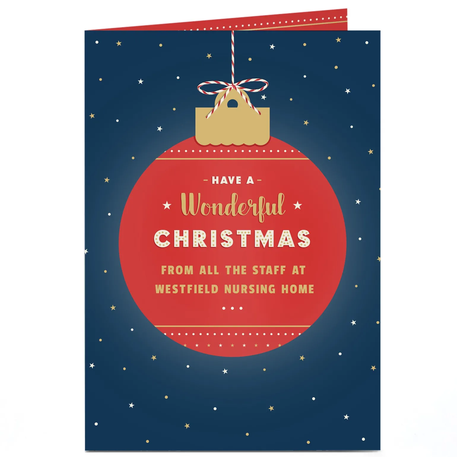 Personalised Christmas Card - Wonderful Christmas Red Bauble