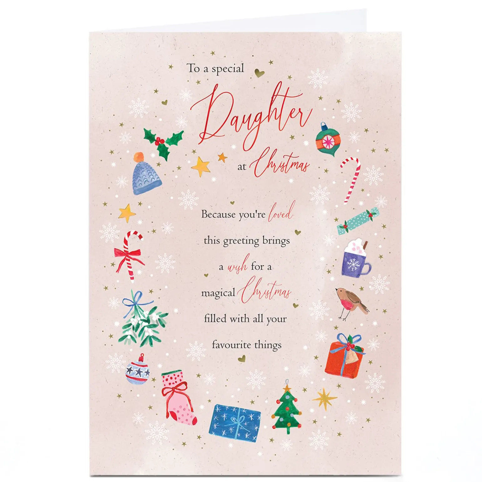 Personalised Christmas Card - Christmas Icons, Daughter