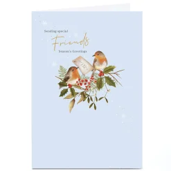 Personalised Christmas Card - Robins with Envelope, Friends