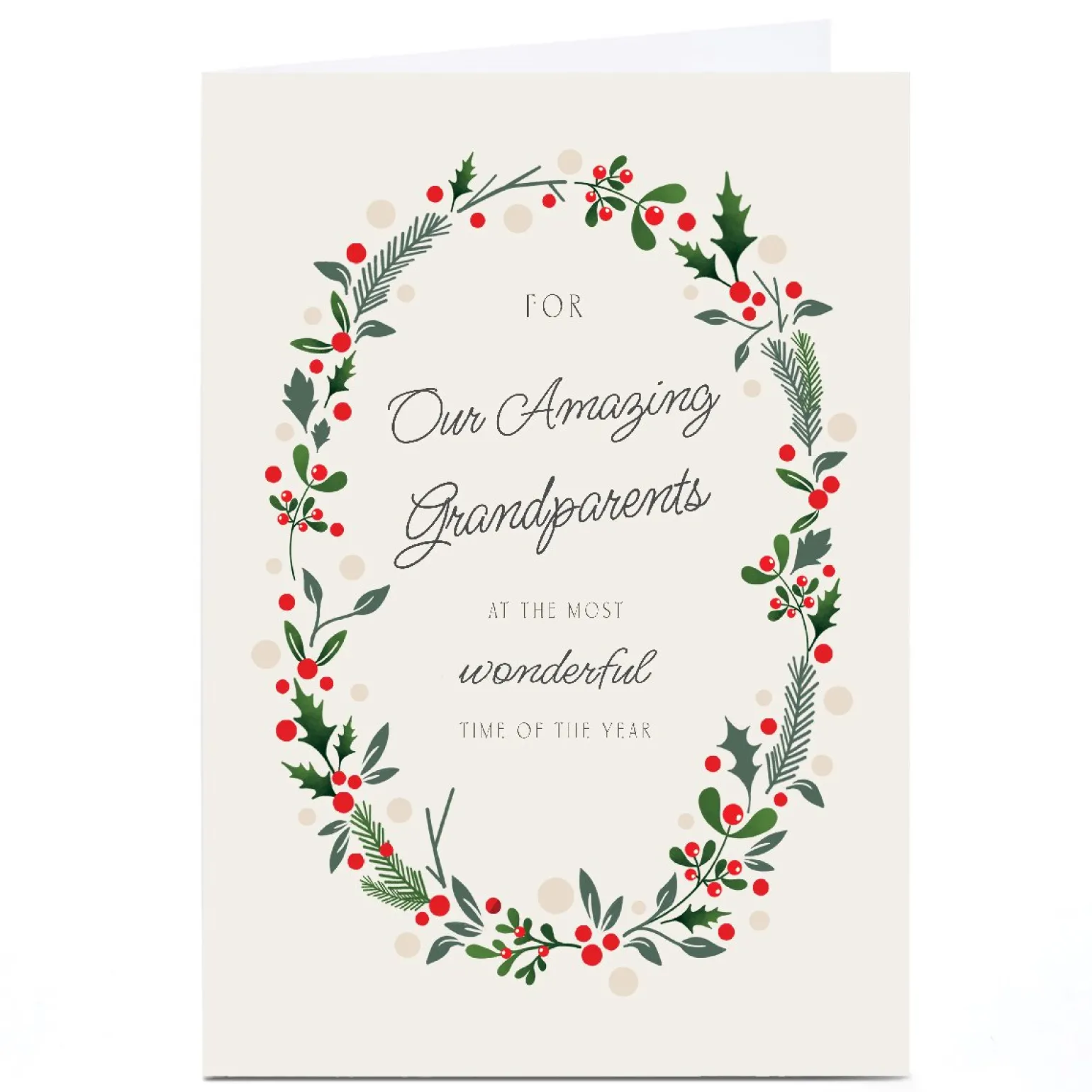 Personalised Christmas Card - Christmas Wreath, Our Amazing Grandparents