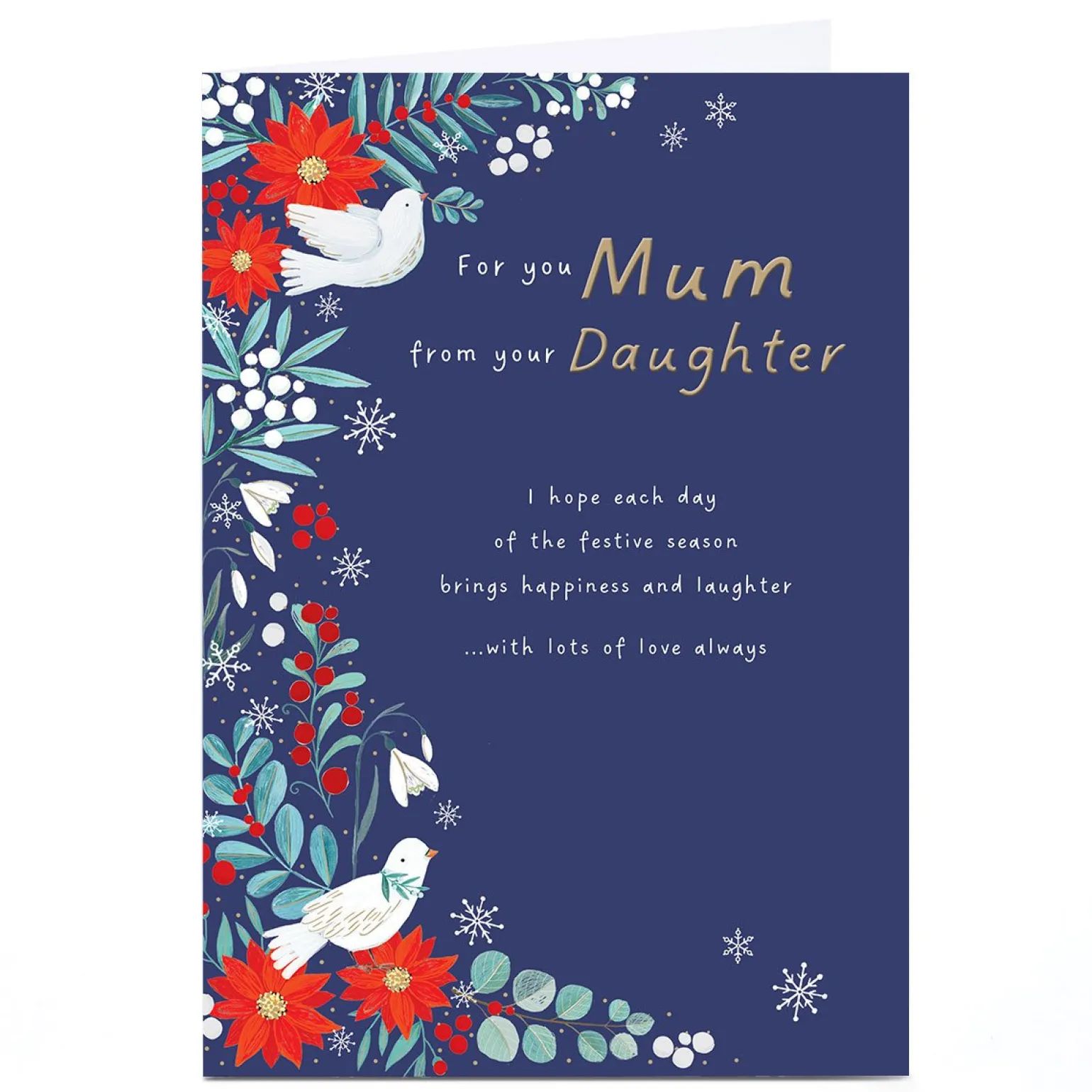Personalised Christmas Card - For You Mum From Your Daughter