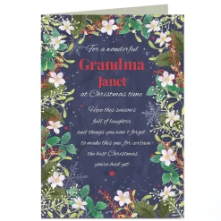 Personalised Christmas Card - Floral Border, Grandma