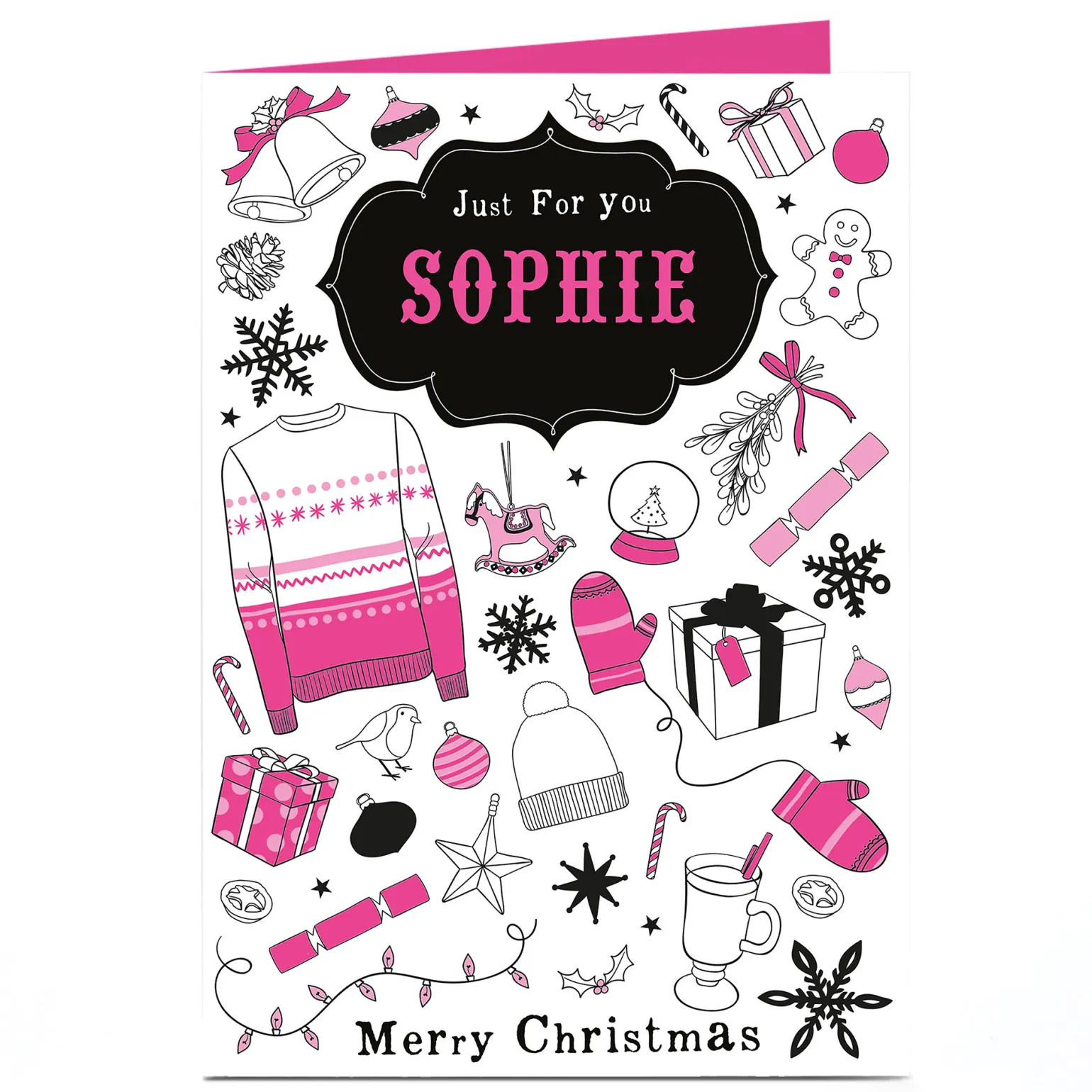 Personalised Christmas Card - Pink Winter Illustrations