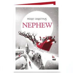 Personalised Christmas Card - Santa's Sleigh Nephew