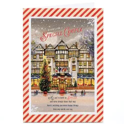 Personalised Christmas Card - Snowy Town Scene, Special Couple