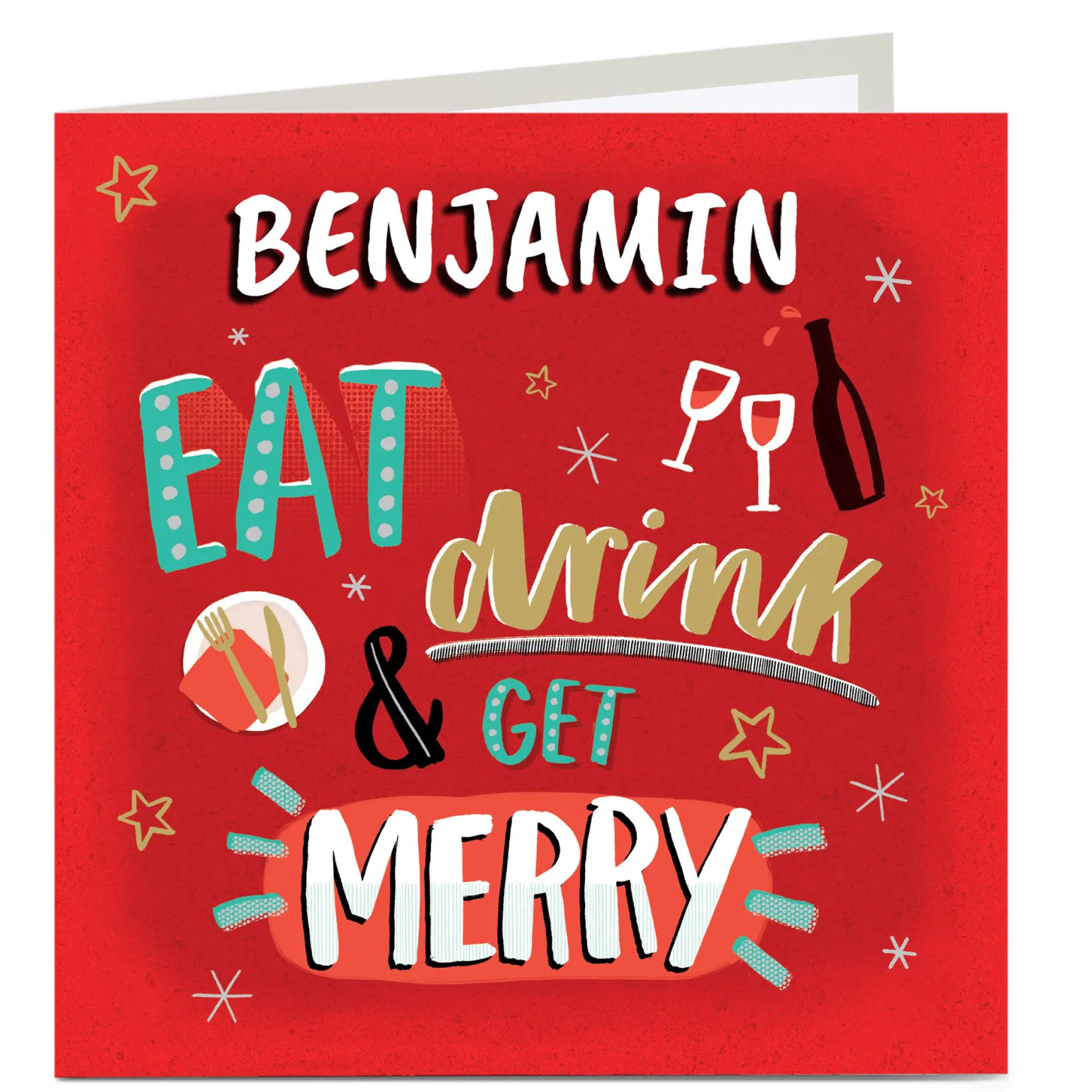 Personalised Christmas Card - Eat, Drink, Be Merry